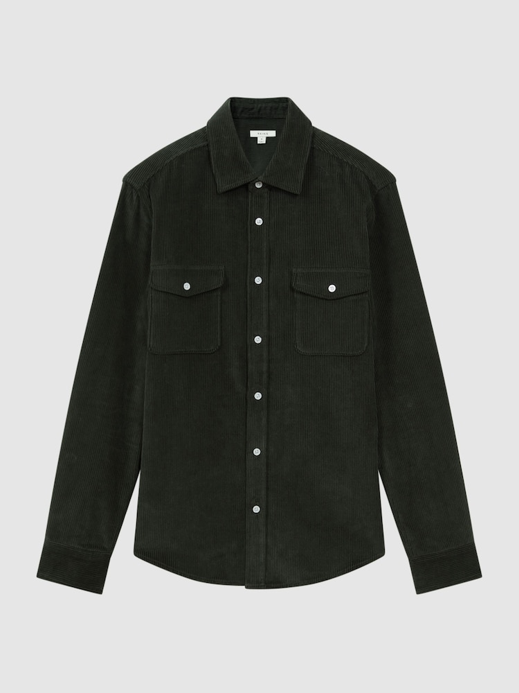 Reiss Emerald Bonucci Corduroy Twin Pocket Overshirt - Image 2 of 5