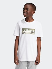 adidas White Kids Sportswear 100% Cotton Camo Linear Graphic T-Shirt - Image 1 of 12