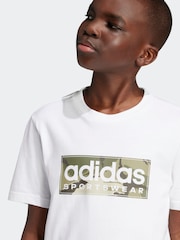 adidas White Kids Sportswear 100% Cotton Camo Linear Graphic T-Shirt - Image 4 of 12