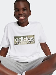 adidas White Kids Sportswear 100% Cotton Camo Linear Graphic T-Shirt - Image 5 of 12