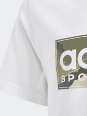 adidas White Kids Sportswear 100% Cotton Camo Linear Graphic T-Shirt - Image 9 of 12