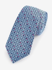 Fuchsia Pink/Blue Textured Tie With Tie Clips 2 Pack - Image 2 of 6