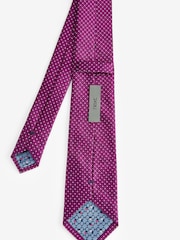 Fuchsia Pink/Blue Textured Tie With Tie Clips 2 Pack - Image 3 of 6