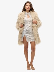 Superdry Silver Deco Sequin Mandarin Sequin Mini Dress - Image 2 of 4