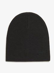 Superdry Black 100% Cotton Essential Logo Knitted Beanie - Image 3 of 4