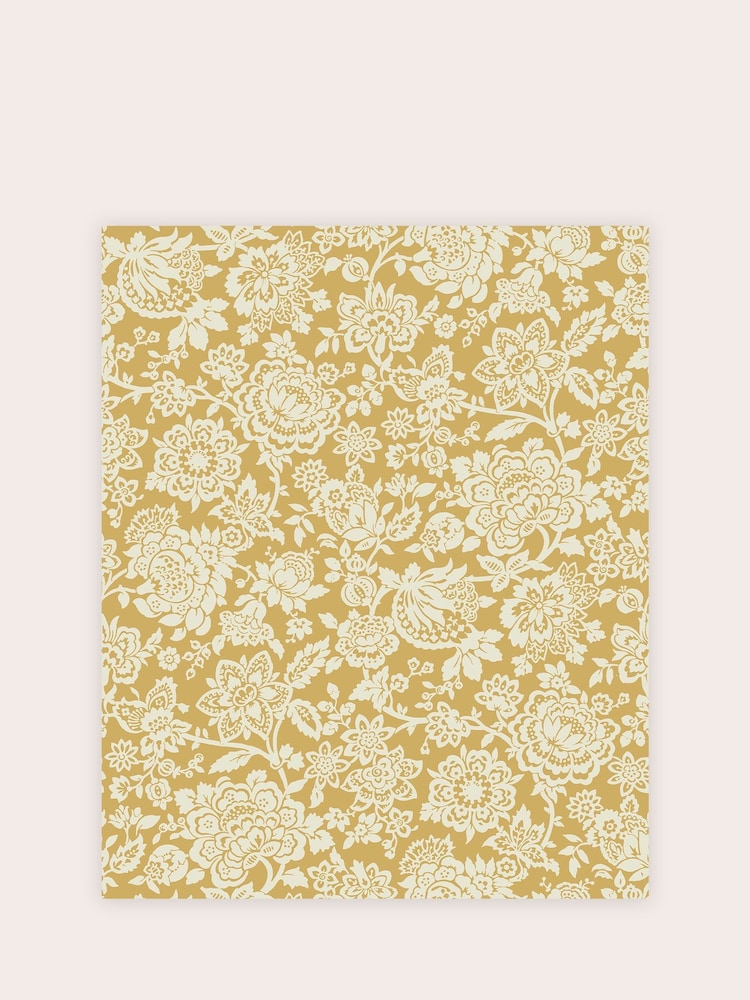 Laura Ashley Pale Ochre Yellow Trailing Laurissa 10M Wallpaper - Image 2 of 4