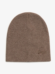 Superdry Kobicha Brown Marl Knitted Logo Beanie Hat - Image 2 of 4