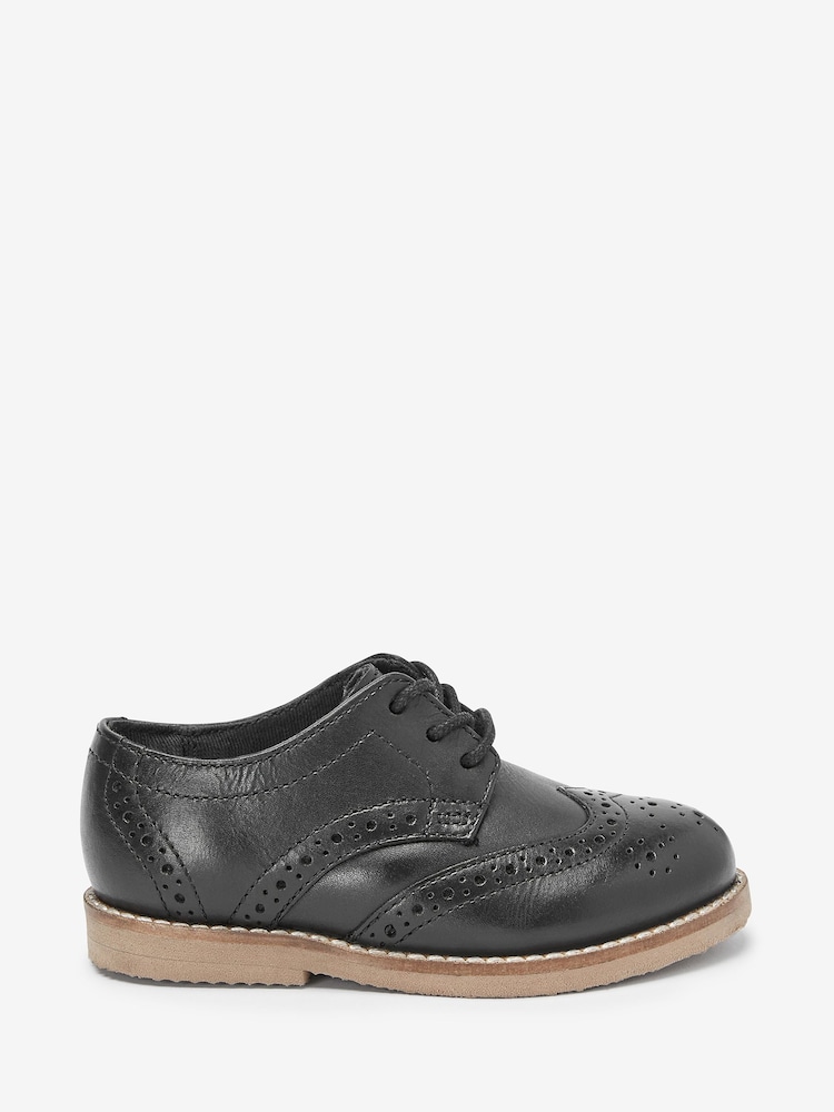 Black Standard Fit (F) Leather Brogue Shoes - Image 1 of 5 Black Standard Fit (F) Leather Brogue Shoes - Image 1 of 5