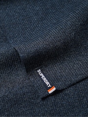 Azul marino intenso jaspeado - Bufanda básica de punto con logo de Superdry - Imagen 3 de 3