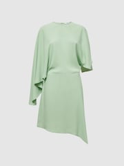 Reiss Sage Christy Cape Sleeve Asymmetric Mini Dress - Image 2 of 5