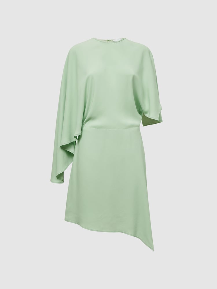 Reiss Sage Christy Cape Sleeve Asymmetric Mini Dress - Image 2 of 5