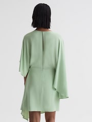 Reiss Sage Christy Cape Sleeve Asymmetric Mini Dress - Image 4 of 5