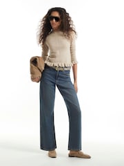 River Island Cream Frill Trim Jumper - Image 2 of 4