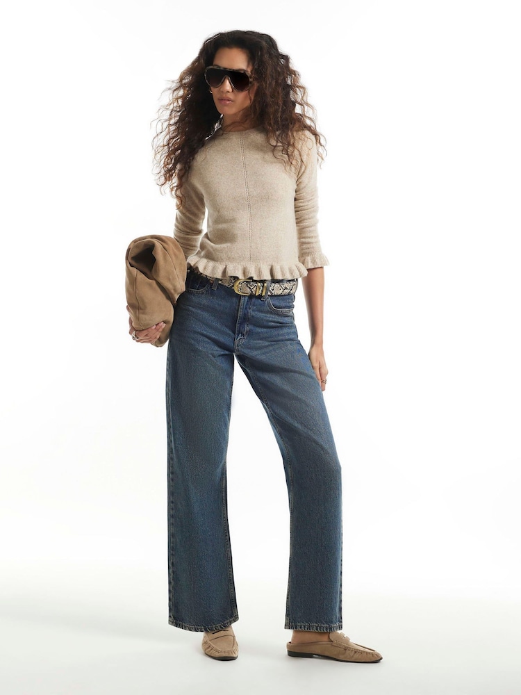 River Island Cream Frill Trim Jumper - Image 2 of 4 River Island Cream Frill Trim Jumper - Image 2 of 4