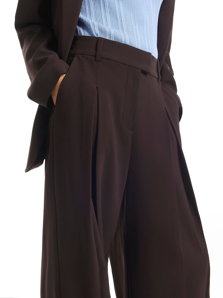 River Island Brown Crepe Wide Leg Trousers - Image 2 of 4 River Island Brown Crepe Wide Leg Trousers - Image 2 of 4