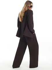 River Island Brown Crepe Wide Leg Trousers - Image 4 of 4