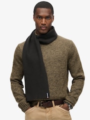 Negro - Bufanda básica de punto con logo de Superdry - Imagen 1 de 3