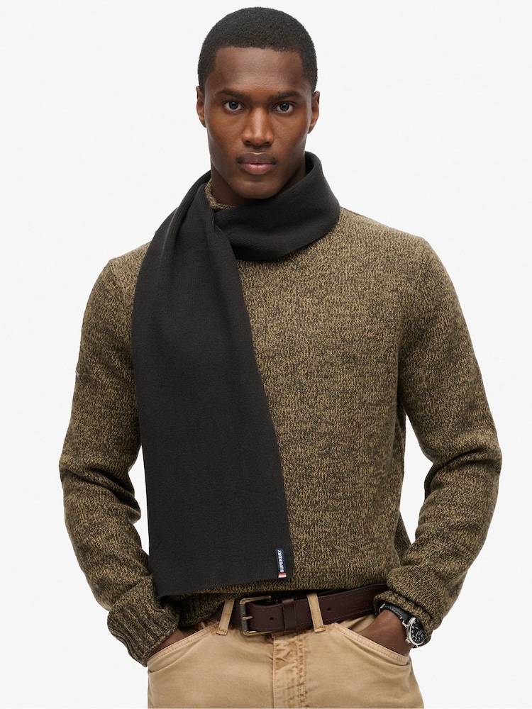 Negro - Bufanda básica de punto con logo de Superdry - Imagen 1 de 3