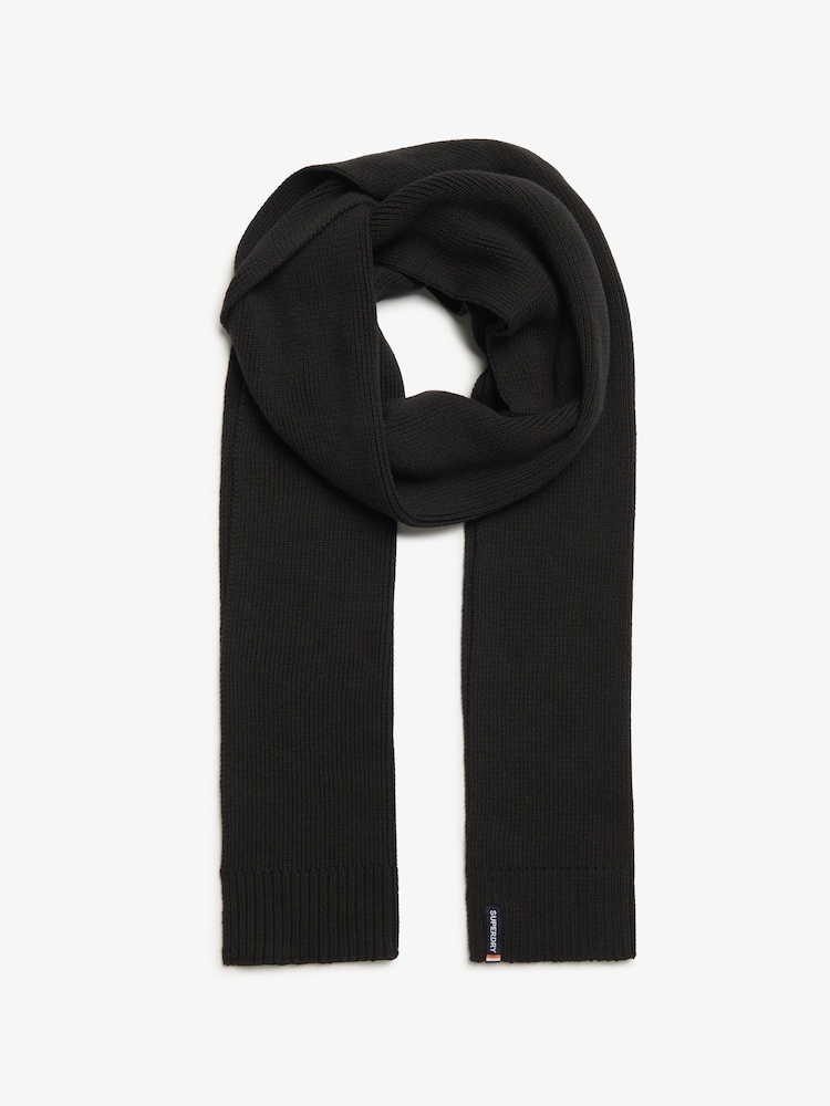 Negro - Bufanda básica de punto con logo de Superdry - Imagen 2 de 3