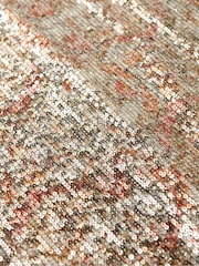 Superdry Paisley Sequin Long Sleeve Printed Sequin 100% Cotton Mini Dress - Image 6 of 6