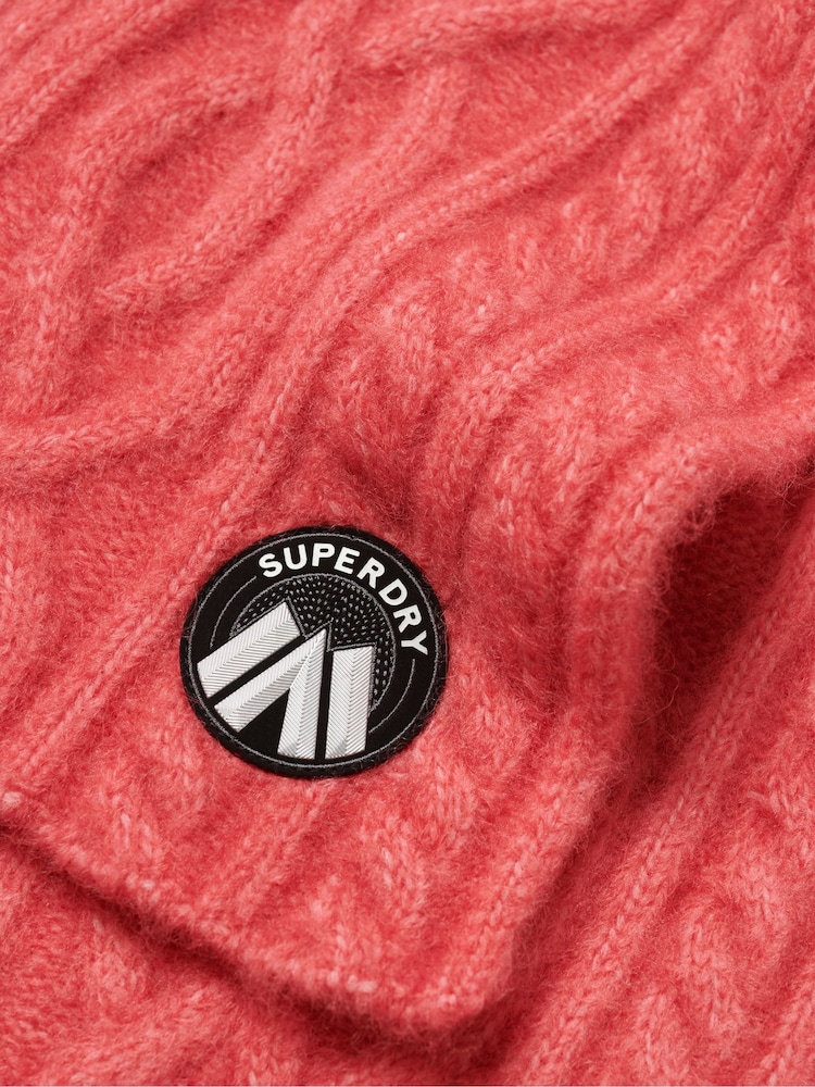 Superdry Cord Pink Cable Luxe Knit Scarf - Image 2 of 3