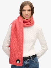 Superdry Cord Pink Cable Luxe Knit Scarf - Image 3 of 3