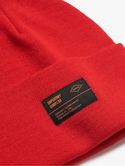 Superdry Risk Red Surplus 100% Cotton Knitted Beanie Hat - Image 2 of 2
