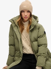 Superdry Toasted Coconut Brown Soft Rib Knit Winter Beanie 100% Cotton Hat - Image 5 of 7