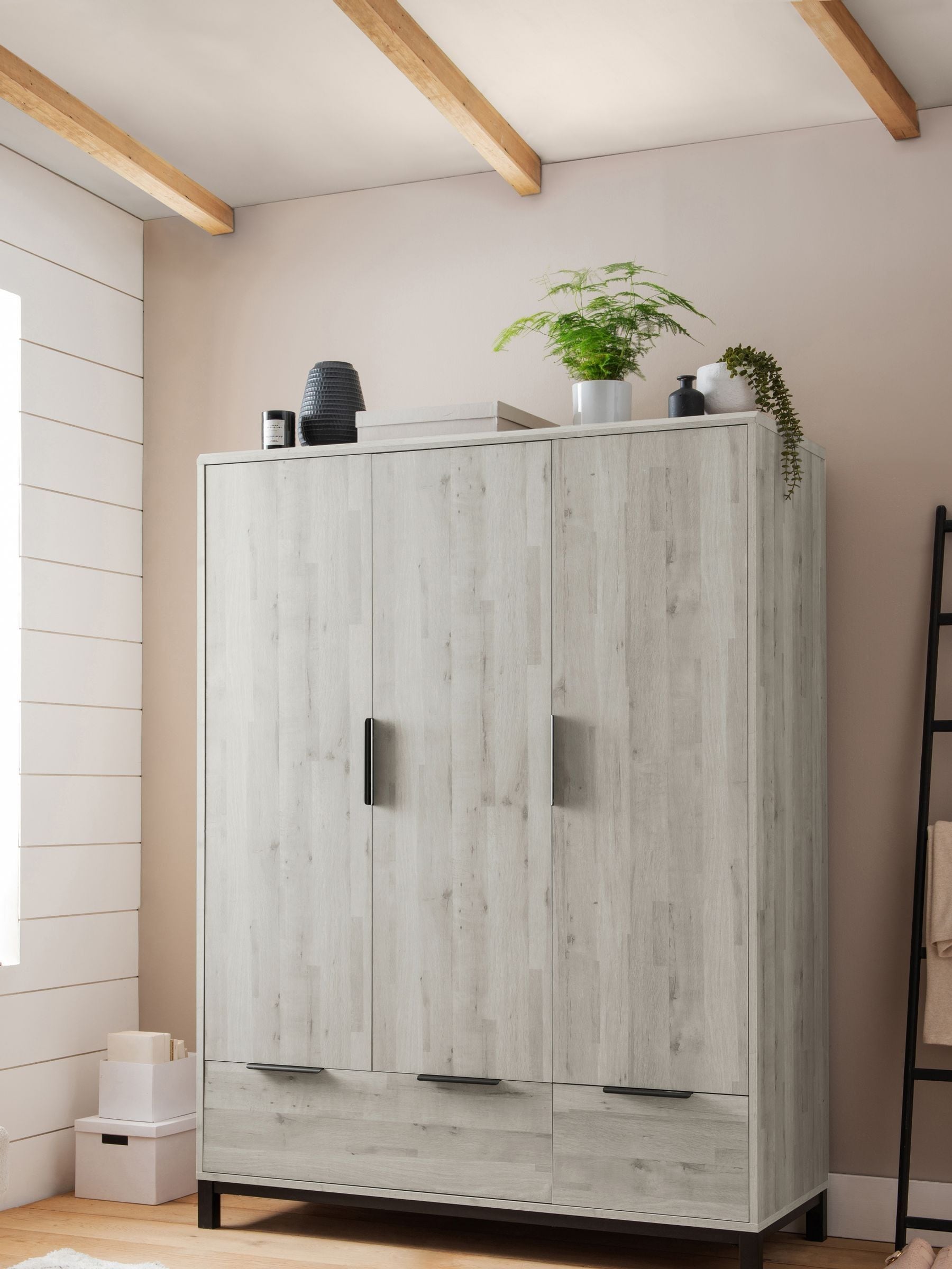 Buy Grey Bronx Oak Effect Triple 2 Drawers Wardrobe from the Next UK online shop
