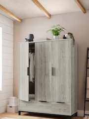 Grey Bronx Oak Effect Triple, 2 Drawers Wardrobe - Image 2 of 11