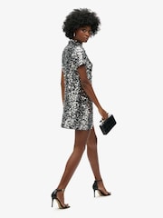 Superdry Silver Sequin Sequin T-Shirt Mini Dress - Image 2 of 5
