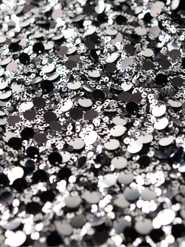 Superdry Silver Sequin Sequin T-Shirt Mini Dress - Image 5 of 5