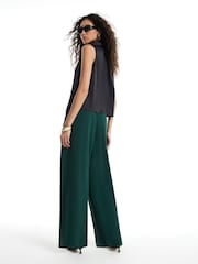 أخضر - بنطلون كريب برِجل واسعة من River Island - صورة 4 من 4