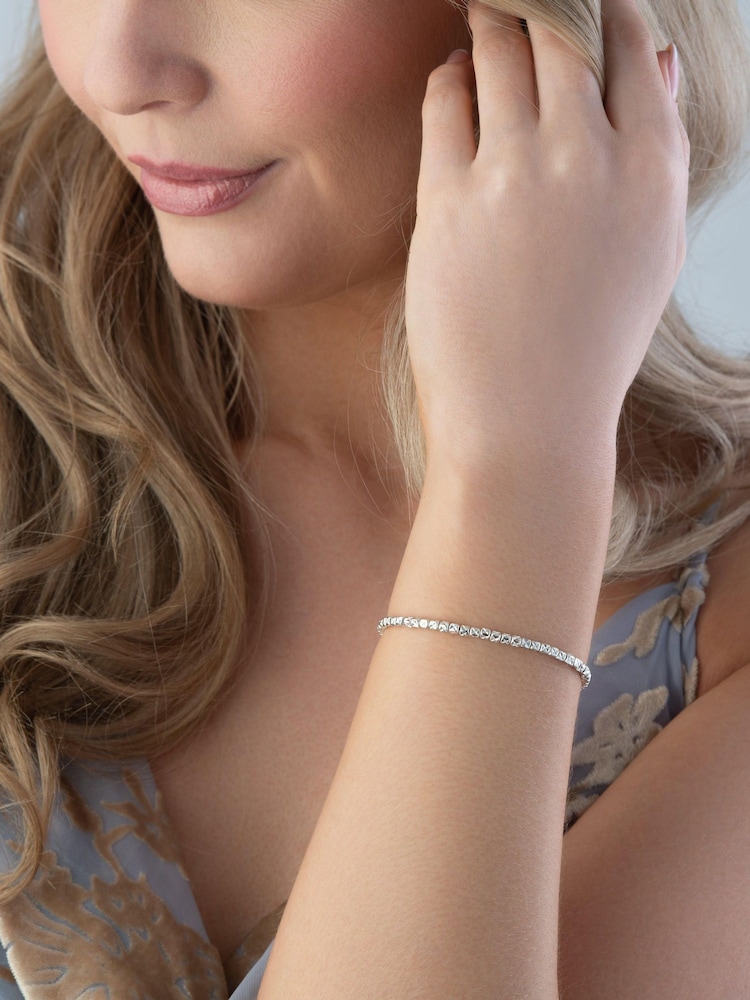 Beaverbrooks Sterling Silver Sparkle Cut Cube Bracelet - Image 2 of 3