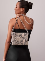 Snake Print Leather Cross-Body Bag - Image 1 of 9