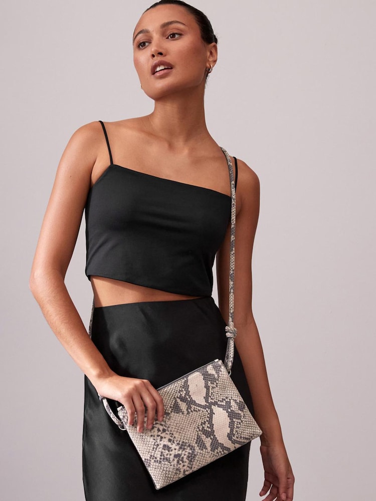 Snake Print Leather Cross-Body Bag - Image 2 of 9