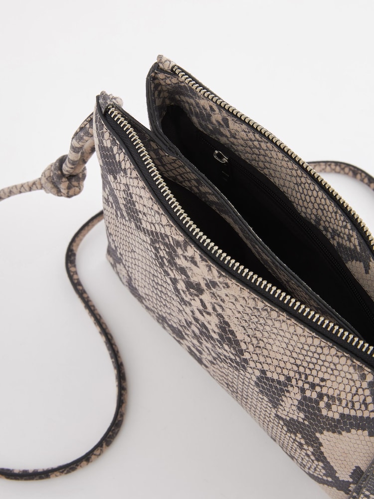 Snake Print Leather Cross-Body Bag - Image 8 of 9
