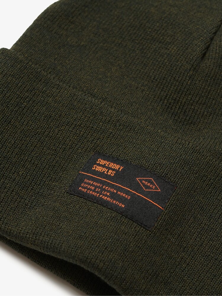 Superdry Olive Green 100% Cotton Surplus Knitted Beanie Hat - Image 2 of 2
