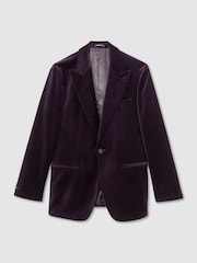 Reiss Purple Apsara Classic Fit Velvet Single-Breasted Blazer - Image 2 of 8