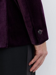 Reiss Purple Apsara Classic Fit Velvet Single-Breasted Blazer - Image 4 of 8
