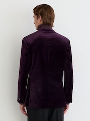 Reiss Purple Apsara Classic Fit Velvet Single-Breasted Blazer - Image 5 of 8