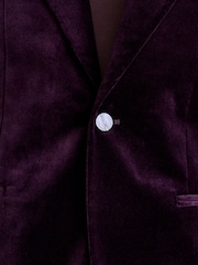 Reiss Purple Apsara Classic Fit Velvet Single-Breasted Blazer - Image 6 of 8