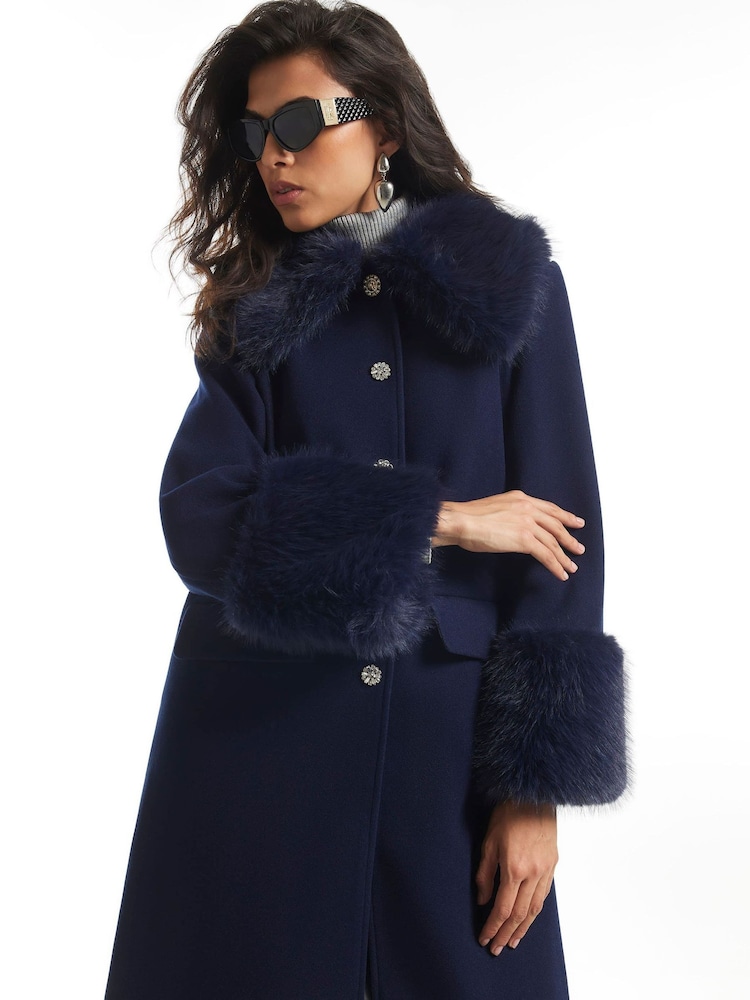 Abrigo con ribete de piel sintética de River Island - Imagen 4 de 4