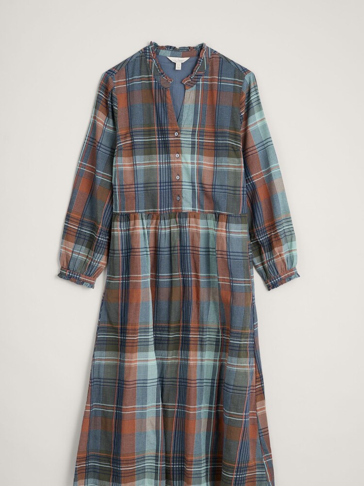 Buy Seasalt Blue Cornwall Fair Check Midi Dress from Next Luxembourg