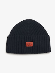 Superdry Eclipse Navy 100% Cotton Workwear Knitted Beanie Hat - Image 1 of 2