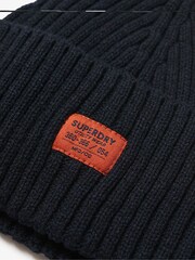 Superdry Eclipse Navy 100% Cotton Workwear Knitted Beanie Hat - Image 2 of 2