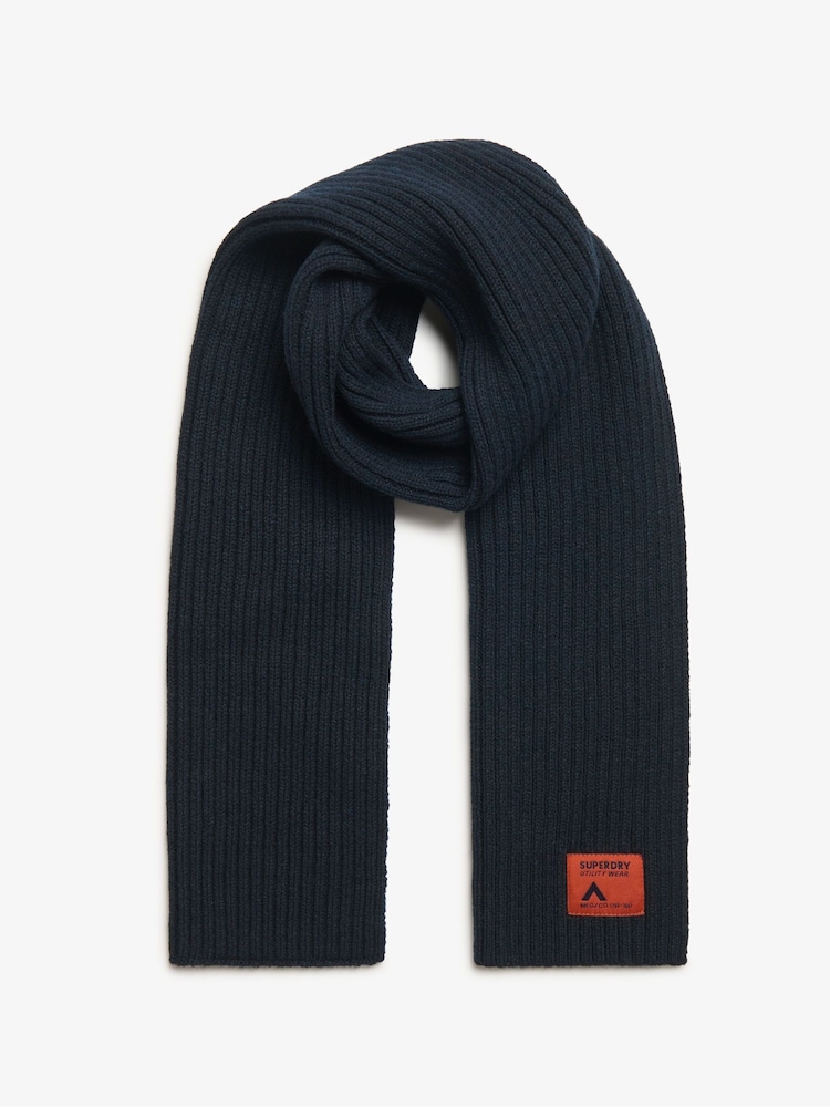 Superdry Eclipse Navy Workwear Knitted Scarf - Image 1 of 3