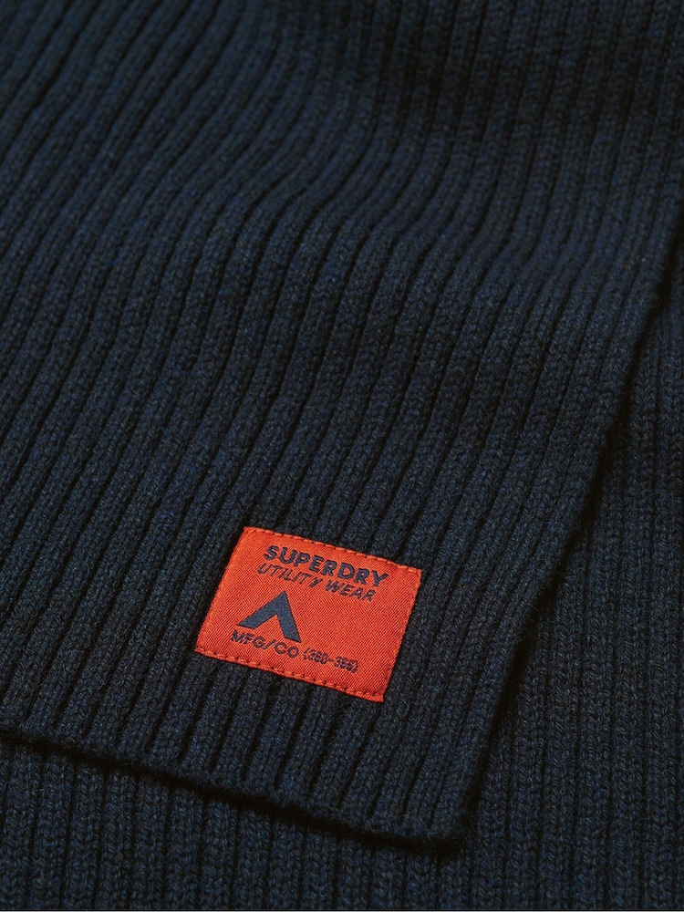 Superdry Eclipse Navy Workwear Knitted Scarf - Image 3 of 3