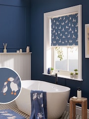 Blue Ready Made Blackout Bathroom Roller Blind Puffin Print - Image 1 of 6