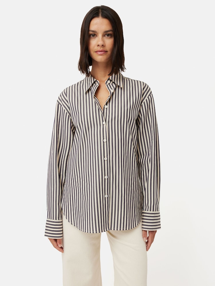 Jigsaw Cotton Poplin Stripe Shirt - Image 2 of 7